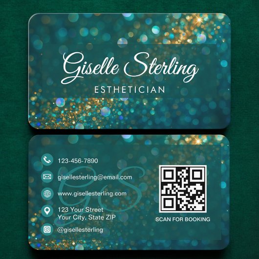 Carte De Visite Code QR vert esthéticienne