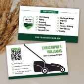 Carte De Visite Code QR vert et blanc pour l'entretien des pelouse