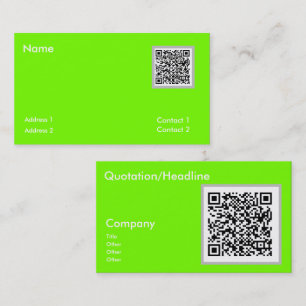 carte de visite code QR vert fluorescent