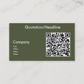 Carte De Visite code QR vert foncé riche (Dos)