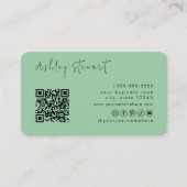 Carte De Visite Code Qr Vert Mint Professionnel Script minimal (Devant)