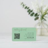 Carte De Visite Code Qr Vert Mint Professionnel Script minimal (Debout devant)
