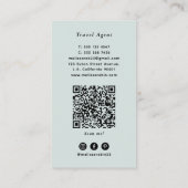 Carte De Visite Code QR Vert Palmier de Plage Aquarelle Tropicale (Dos)
