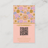 Carte De Visite Code QR vert rose rétro Super Floral Girl (Dos)