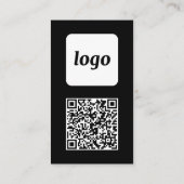 Carte De Visite Code QR vertical avec texte de logo simple noir (Dos)