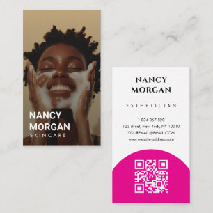Carte De Visite Code QR vertical complet pour esthéticienne en soi