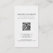Carte De Visite Code QR vertical noir floral élégant professionnel (Dos)