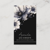 Carte De Visite Code QR vertical noir floral élégant professionnel (Devant)
