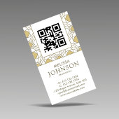 Carte De Visite Code QR Vertical Or Art Déco Moderne