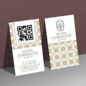 Carte De Visite Code QR Vertical Or Art Déco Moderne