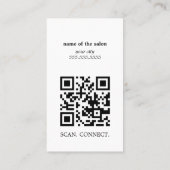 Carte De Visite Code QR vertical pour artiste de cils noir et blan (Dos)