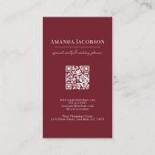 Carte De Visite Code QR vertical rouge floral élégant professionne (Dos)