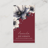 Carte De Visite Code QR vertical rouge floral élégant professionne (Devant)