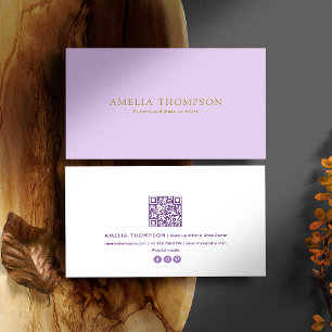 Carte De Visite Code QR vintage Purple et Gold Professional