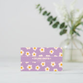Carte De Visite Code QR Violet Blanc Rétro Fleur Groovy Branché (Debout devant)