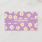 Carte De Visite Code QR Violet Blanc Rétro Fleur Groovy Branché (Devant)