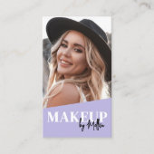 Carte De Visite Code QR Violet Photo Maquillage Vertical (Devant)