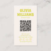 Carte De Visite Code QR Violet Vert Rétro Fleur Groovy Branché (Dos)