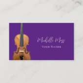Carte De Visite Code QR Violon Enseignant Purple Musicien (Devant)