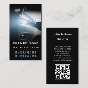 Carte De Visite Code QR voiture de transport de luxe bleu et noir