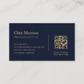Carte De Visite Code QR Voiture de Transport de Luxe Bleu & Or (Dos)