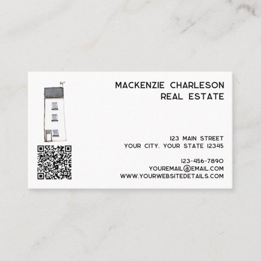 Carte De Visite Code QR Watercolor House (Devant)