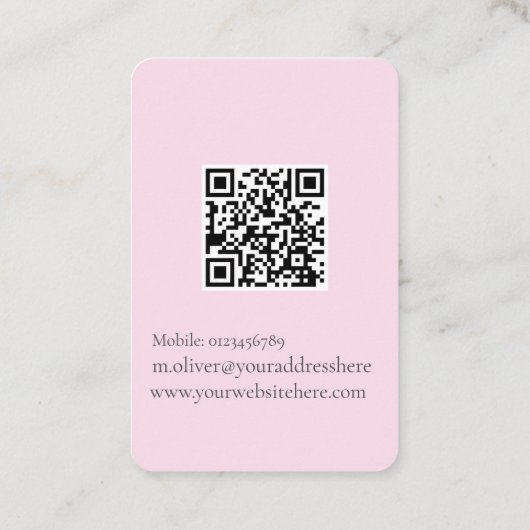 Carte De Visite Code QR wedding planner rose photo (Dos)