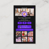 Carte De Visite Code QR WhatsApp du salon de manucure Violet (Devant)