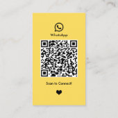 Carte De Visite Code QR WhatsApp | Salon d'ongles moderne jaune (Dos)