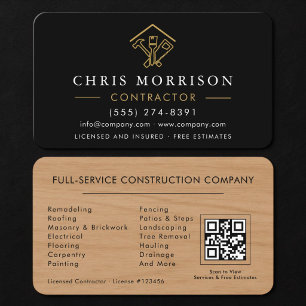 Carte De Visite Code QR Wood Home Improvement