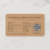 Carte De Visite Code QR Wood Home Improvement (Dos)