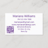 Carte De Visite Code QR Yeux d'Artiste Maquilleuse Violet Chic (Dos)