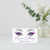 Carte De Visite Code QR Yeux d'Artiste Maquilleuse Violet Chic (Debout devant)