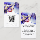 Carte De Visite *~* CODE QR Yummy Denim Bleu Or Doré   (Devant / Derrière)