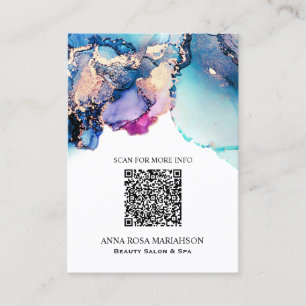 Carte De Visite *~* CODE QR Yummy Turquoise Turquoise Gold Doré 