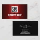 Carte De Visite Code rouge professionnel en métal QR audacieux (Devant / Derrière)