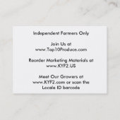 Carte De Visite Code Shelftalker décelable (ferme indépendante) de (Dos)