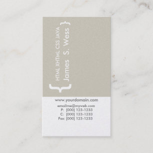 Carte De Visite Coder Minimal CSS Computer Programmer Techie