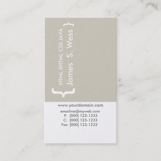 Carte De Visite Coder Minimal CSS Computer Programmer Techie (Devant)