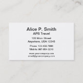 Carte De Visite Codes d'aéroport pour le professionnel de voyage (Dos)