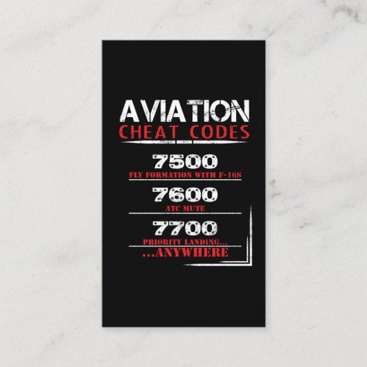 Carte De Visite Codes de fraude d'aviation - T-shirt drôle pour (Devant)