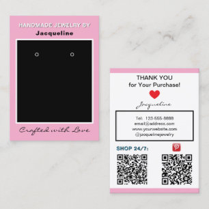 Carte De Visite Codes QR de bijoux en boucles d'oreilles rose noir