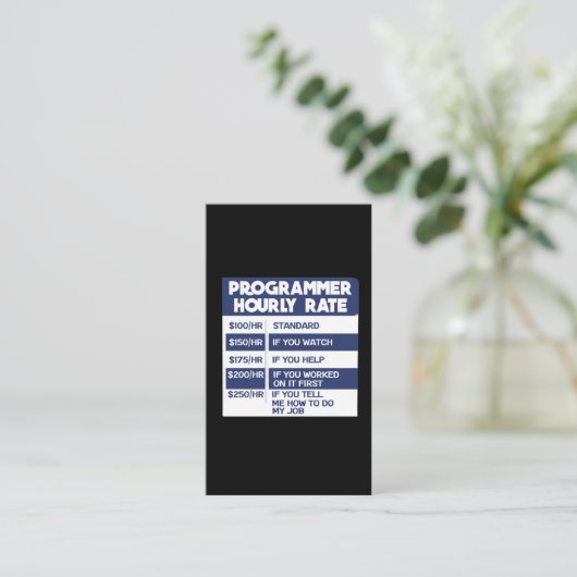 Carte De Visite Codeur informatique à tarif horaire Funny Programm (Debout devant)