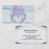 Carte De Visite Coeur, ailes d'ange et océan (Devant / Derrière)