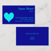 Carte De Visite Cœur Aqua (Devant / Derrière)