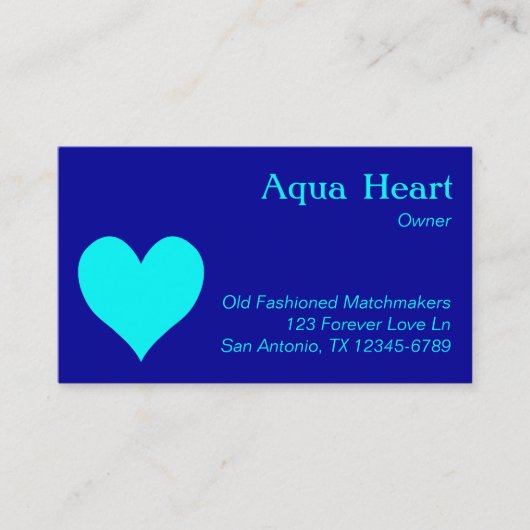 Carte De Visite Cœur Aqua (Devant)