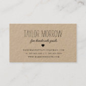 Carte De Visite Coeur artisanal | Rustic Kraft (Dos)