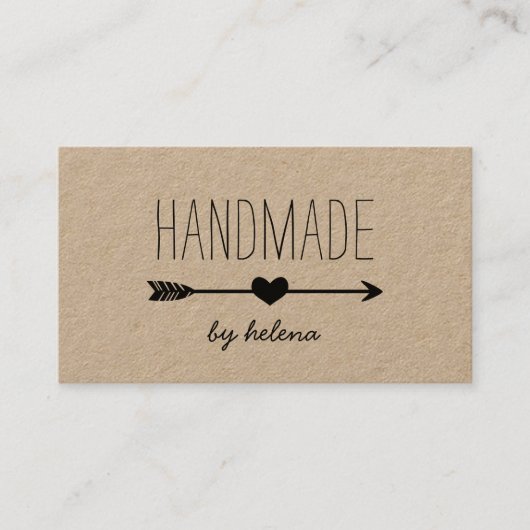 Carte De Visite Coeur artisanal | Rustic Kraft (Devant)