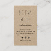 Carte De Visite Coeur artisanal | Rustique Kraft vertical (Dos)