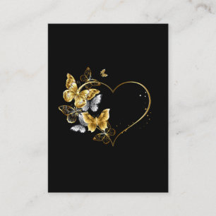 Carte De Visite Coeur aux papillons d'or
